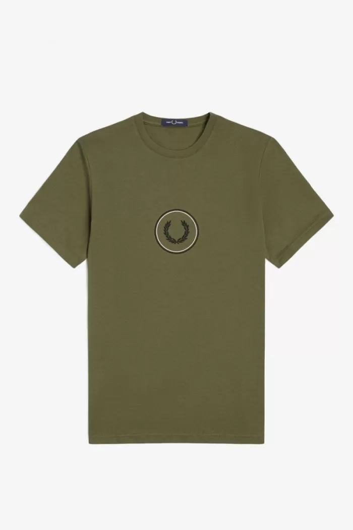 Fred Perry Circle Branding Men’s T-Shirt Uniform Green Black | MVXIR9765