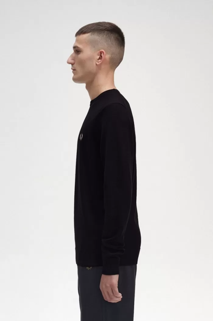 Fred Perry Classic Crew Neck Men’s Jumper Black | ELWFK0689