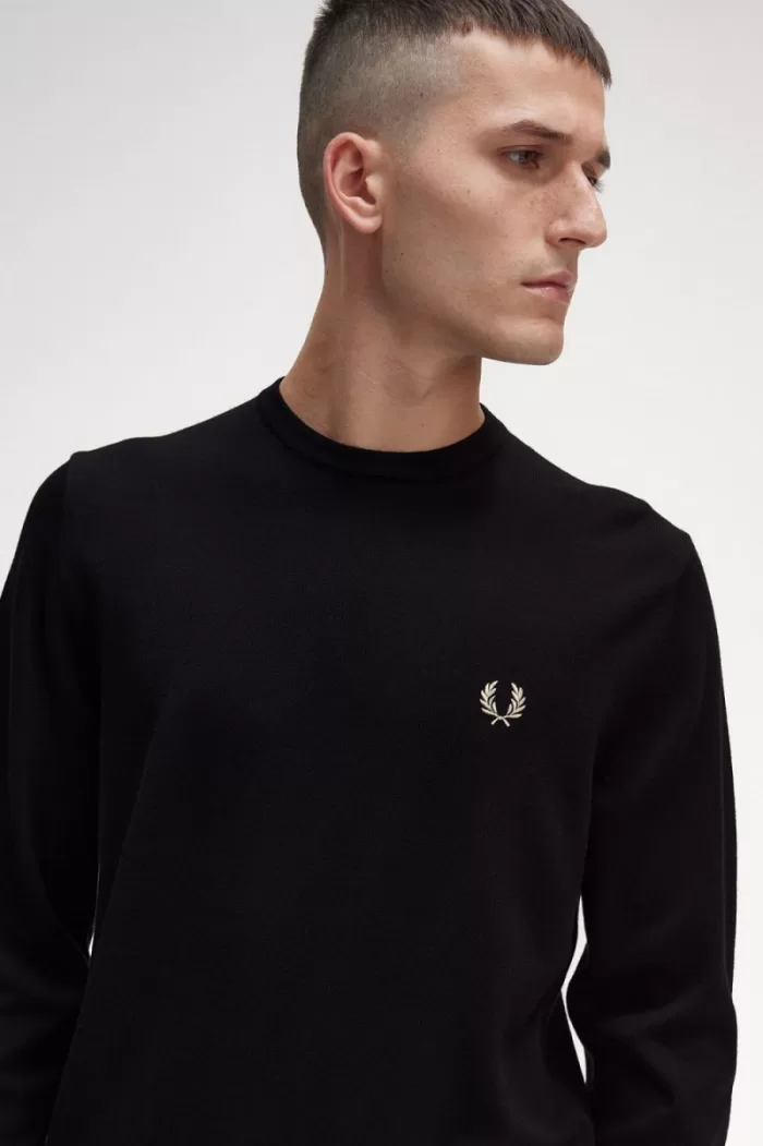 Fred Perry Classic Crew Neck Men’s Jumper Black | ELWFK0689