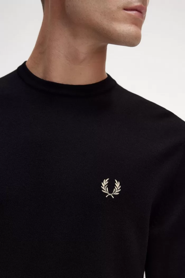 Fred Perry Classic Crew Neck Men’s Jumper Black | ELWFK0689