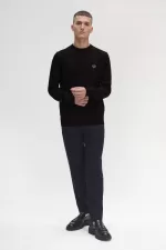 Fred Perry Classic Crew Neck Men’s Jumper Black | ELWFK0689