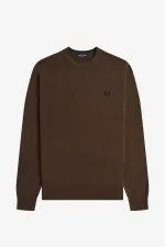 Fred Perry Classic Crew Neck Men’s Jumper Burnt Tobacco | WCTSG3947