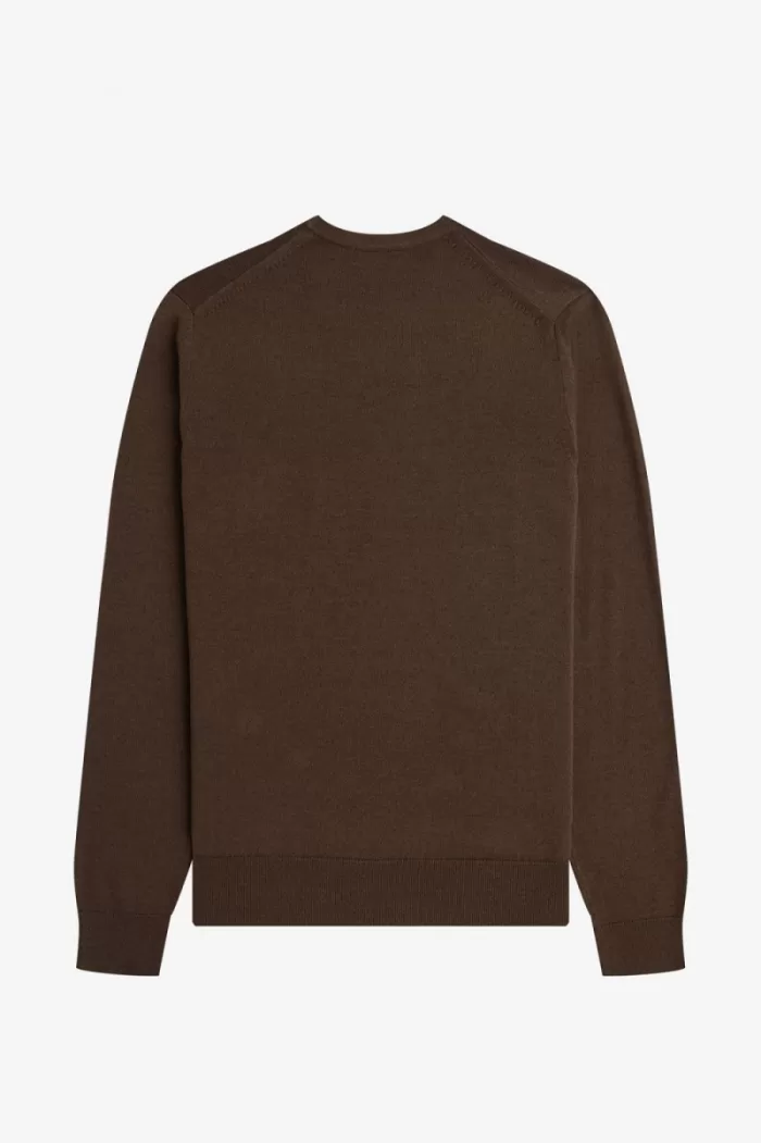 Fred Perry Classic Crew Neck Men’s Jumper Burnt Tobacco | WCTSG3947