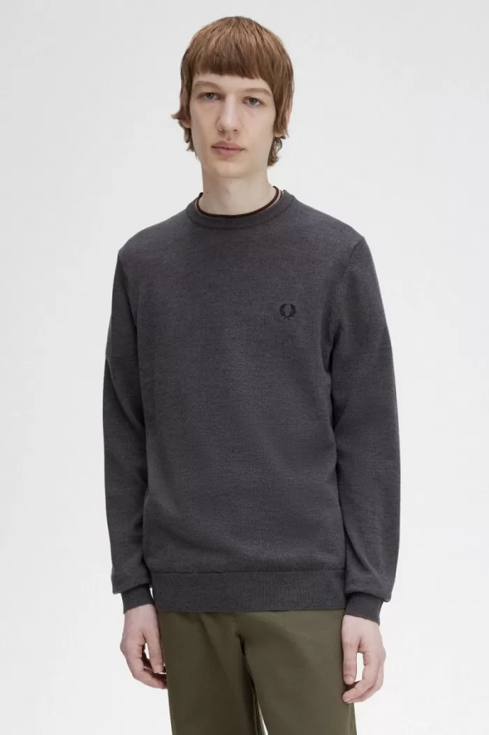 Fred Perry Classic Crew Neck Men’s Jumper Dark Grey Marl | ARXDU3759