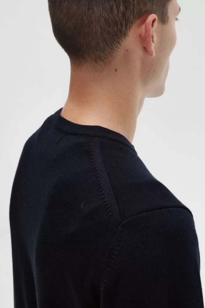 Fred Perry Classic Crew Neck Men’s Jumper Navy | SFIPT2647