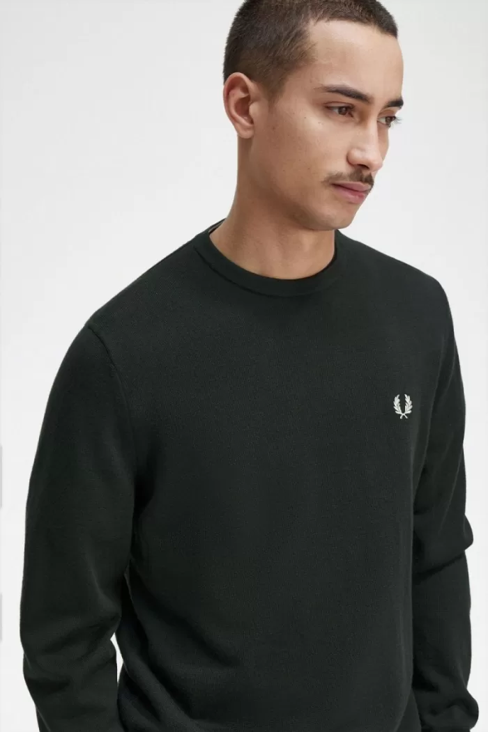 Fred Perry Classic Crew Neck Men’s Jumper Night Green | MUHAB9830