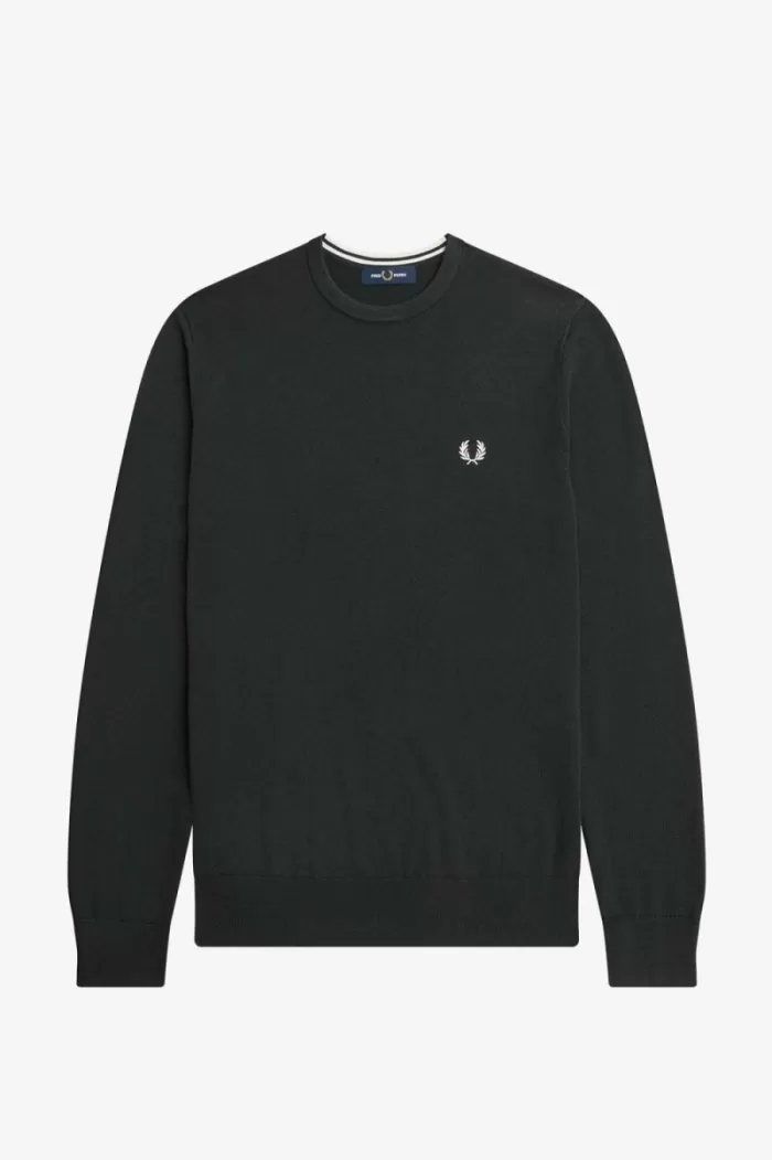 Fred Perry Classic Crew Neck Men’s Jumper Night Green | MUHAB9830