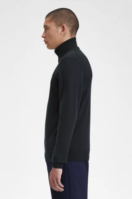 Fred Perry Classic Half Zip Men’s Jumper Black | KJLQS0637