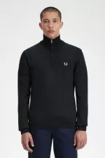 Fred Perry Classic Half Zip Men’s Jumper Black | KJLQS0637