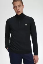 Fred Perry Classic Half Zip Men’s Jumper Black | KJLQS0637