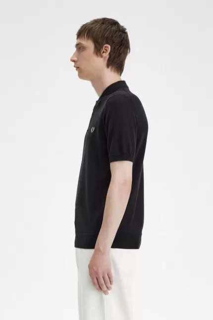 Fred Perry Classic Knitted Men’s Shirt Black | BQWXV2831