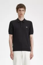 Fred Perry Classic Knitted Men’s Shirt Black | BQWXV2831