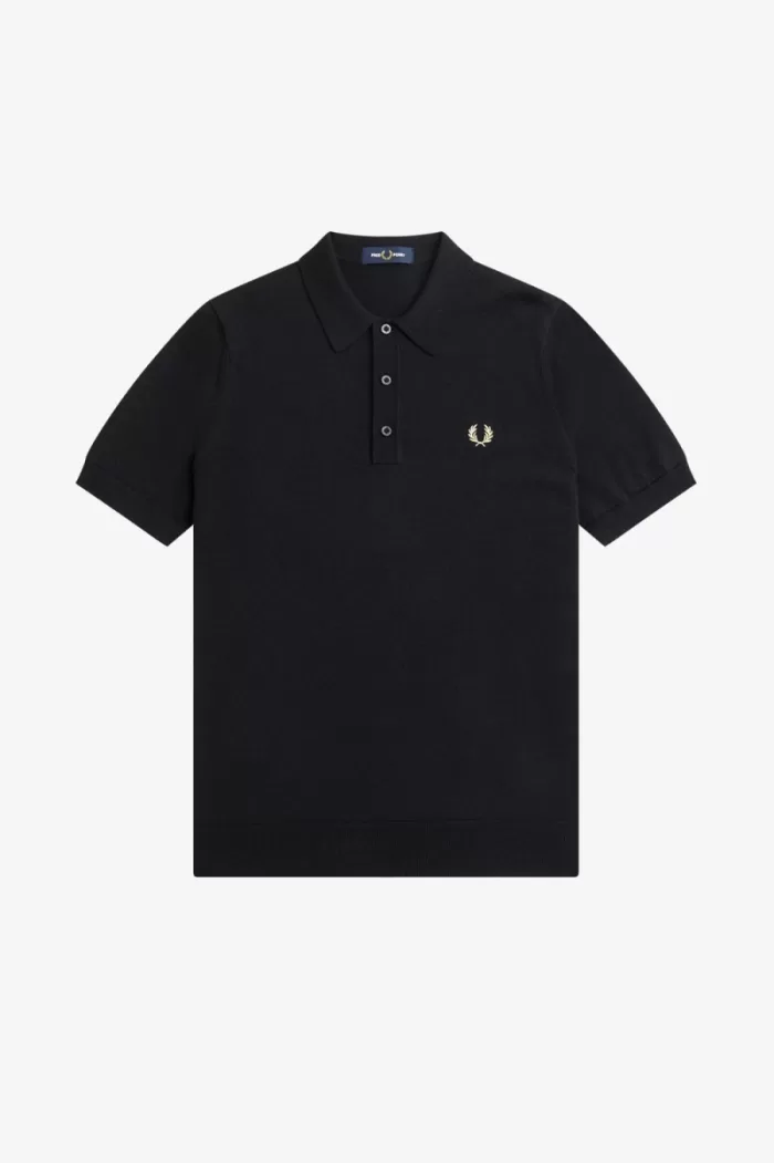 Fred Perry Classic Knitted Men’s Shirt Black | BQWXV2831