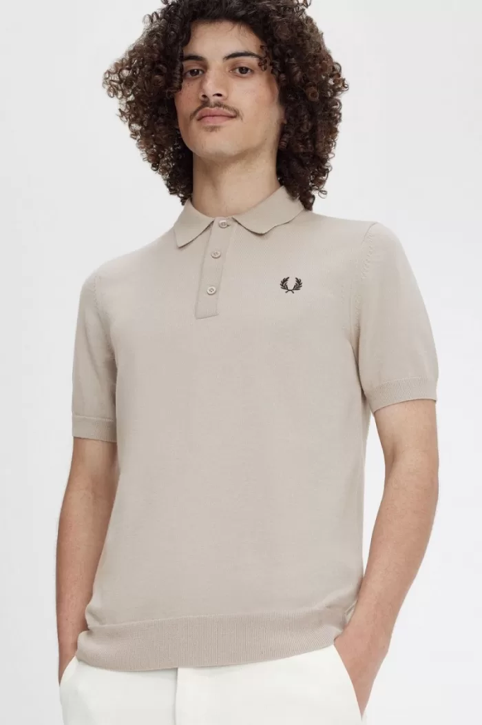 Fred Perry Classic Knitted Men’s Shirt Dark Oatmeal | TVPWB1072