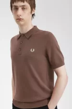 Fred Perry Classic Knitted Men’s Shirt Dark Red | HITPY7629