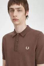 Fred Perry Classic Knitted Men’s Shirt Dark Red | HITPY7629