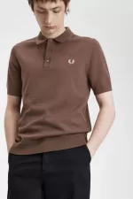 Fred Perry Classic Knitted Men’s Shirt Dark Red | HITPY7629