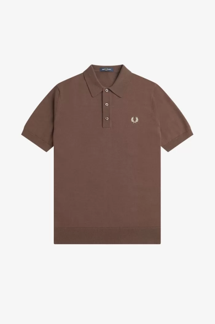 Fred Perry Classic Knitted Men’s Shirt Dark Red | HITPY7629