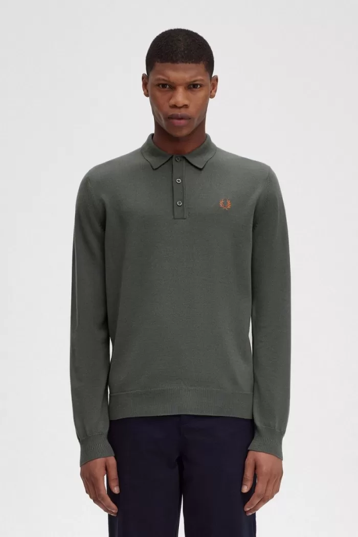 Fred Perry Classic Knitted Men’s Shirt Field Green | KHVQS6549