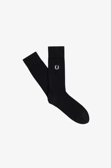 Fred Perry Classic Laurel Wreath Men’s Socks Black Snow White | PIYZF9572