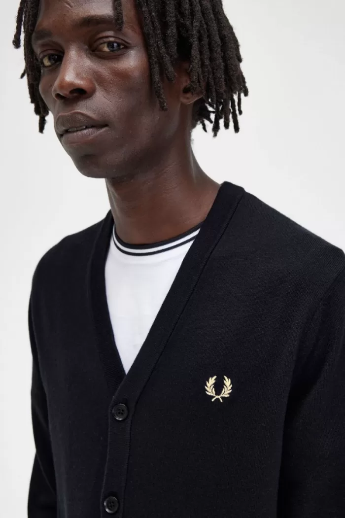 Fred Perry Classic Men’s Cardigan Black | WTVAS7258