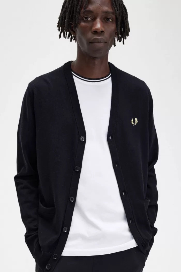 Fred Perry Classic Men’s Cardigan Black | WTVAS7258