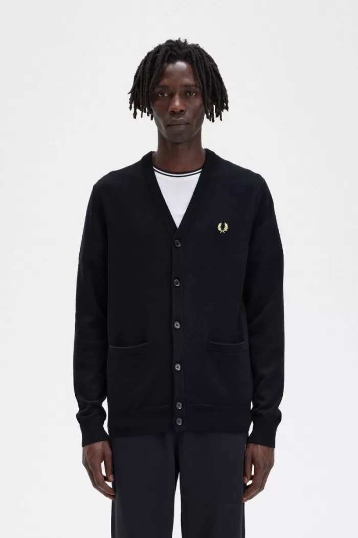 Fred Perry Classic Men’s Cardigan Black | WTVAS7258