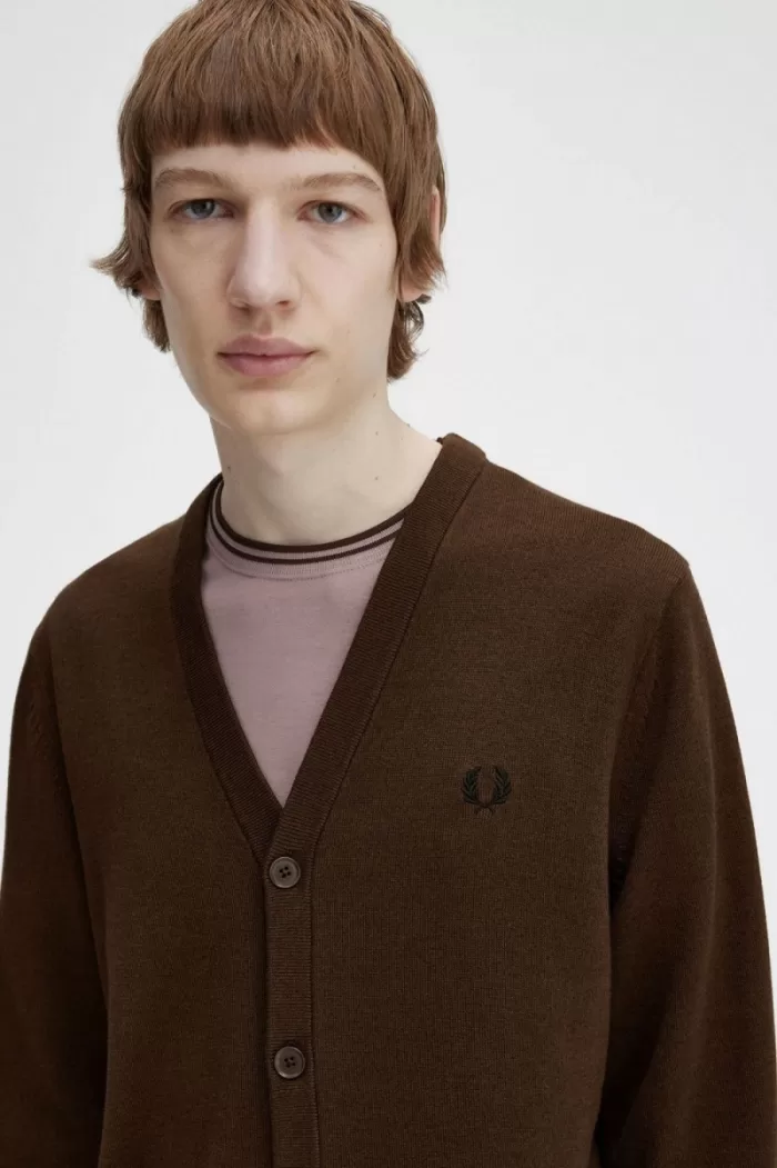 Fred Perry Classic Men’s Cardigan Burnt Tobacco | XCHJM8051