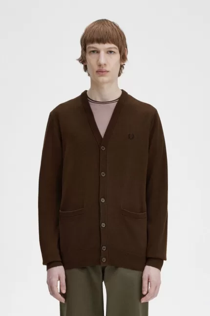 Fred Perry Classic Men’s Cardigan Burnt Tobacco | XCHJM8051