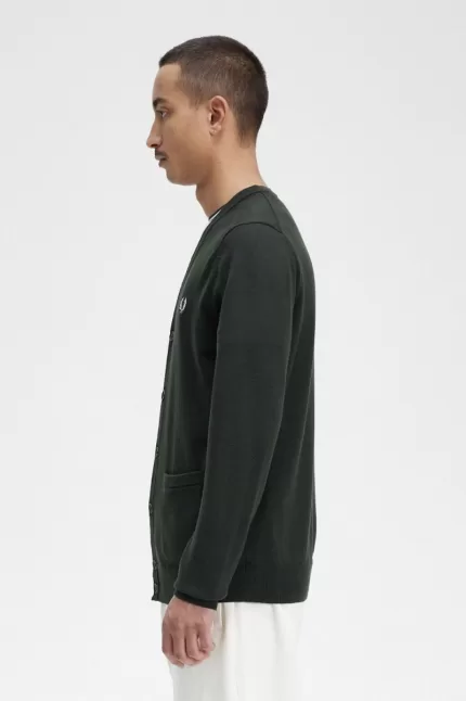 Fred Perry Classic Men’s Cardigan Night Green | GPHMR2357