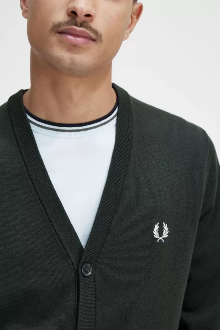 Fred Perry Classic Men’s Cardigan Night Green | GPHMR2357