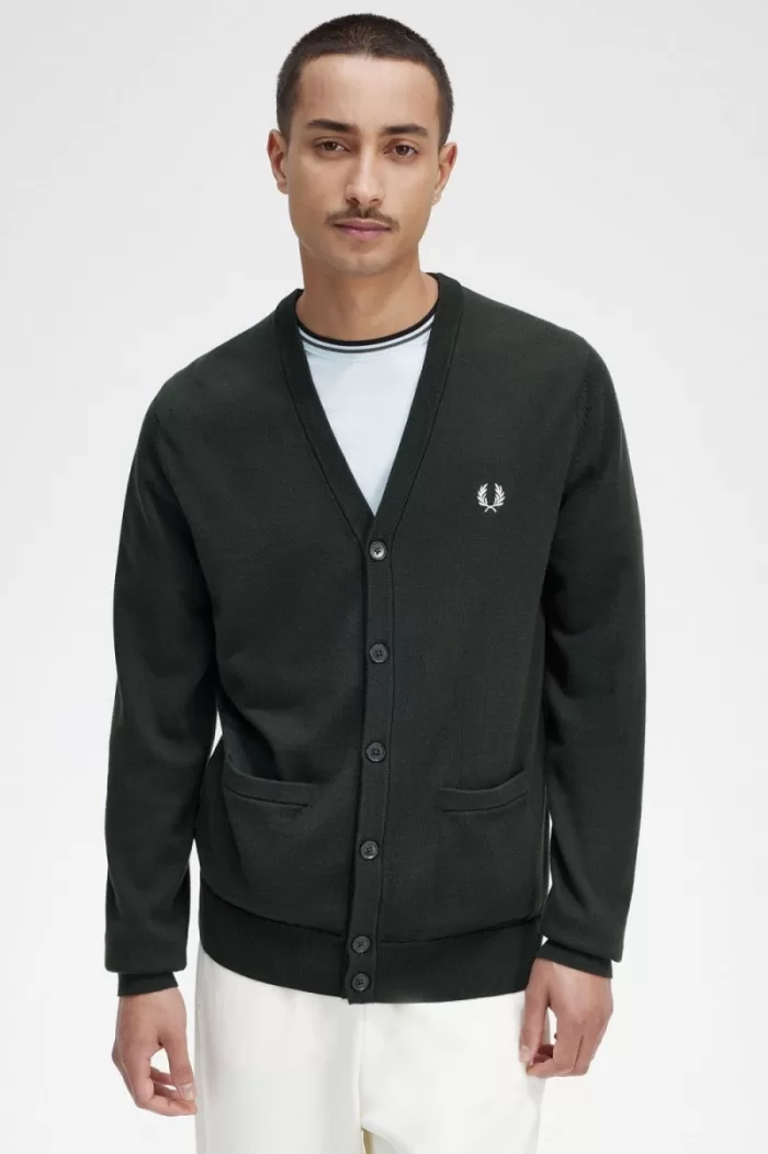 Fred Perry Classic Men’s Cardigan Night Green | GPHMR2357