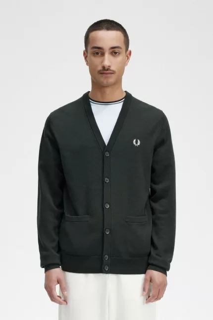 Fred Perry Classic Men’s Cardigan Night Green | GPHMR2357