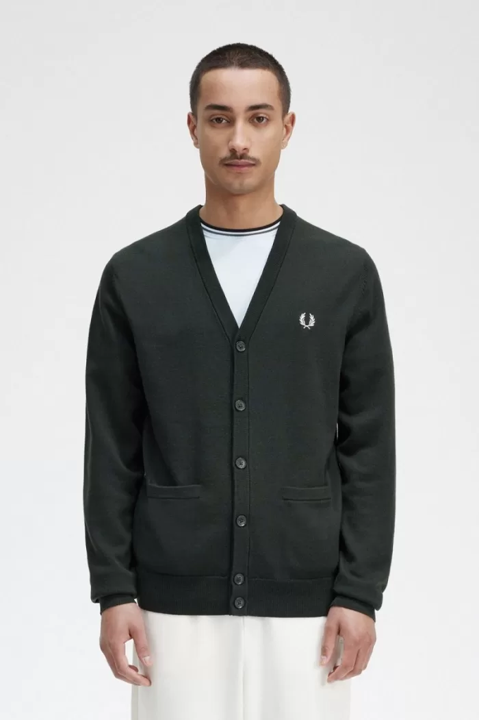 Fred Perry Classic Men’s Cardigan Night Green | GPHMR2357