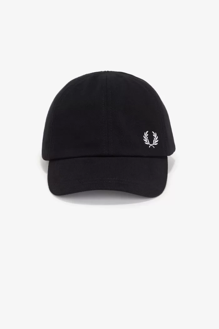 Fred Perry Classic Pique Men’s Caps Black Snow White | OJEDP5179