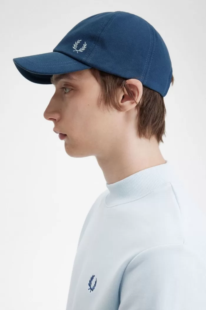 Fred Perry Classic Pique Men’s Caps Midnight Blue Light Aqua | XGLOV9402