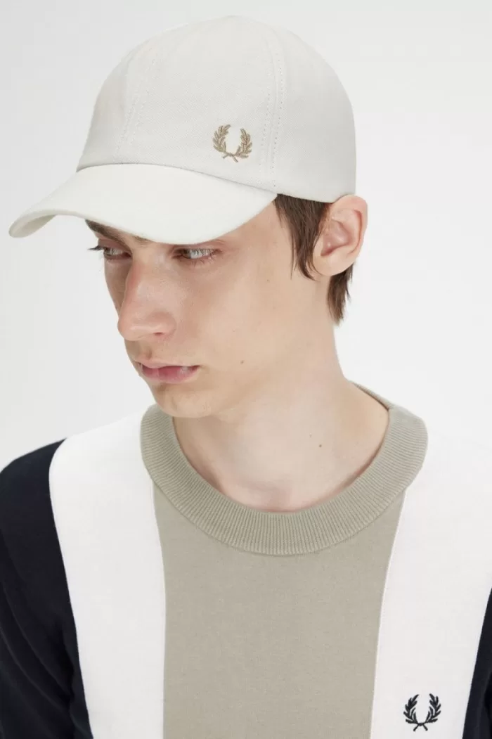 Fred Perry Classic Pique Men’s Caps Snow White Green | PZSFT2450