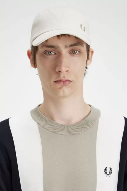 Fred Perry Classic Pique Men’s Caps Snow White Green | PZSFT2450