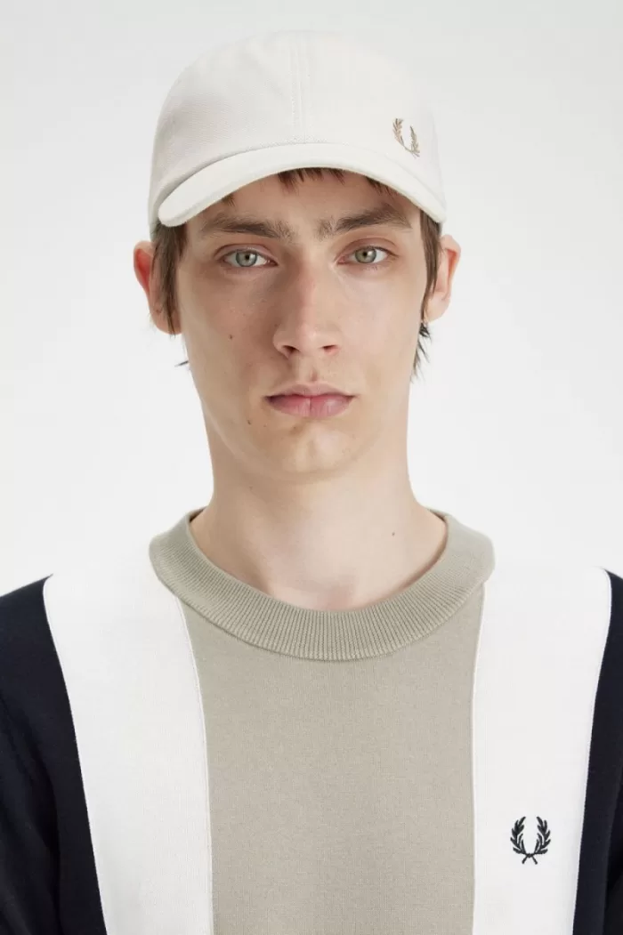 Fred Perry Classic Pique Men’s Caps Snow White Green | PZSFT2450