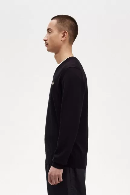 Fred Perry Classic V-Neck Men’s Jumper Black | YCVQP0698