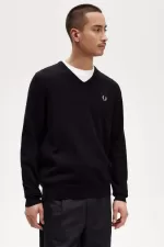 Fred Perry Classic V-Neck Men’s Jumper Black | YCVQP0698