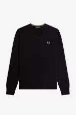 Fred Perry Classic V-Neck Men’s Jumper Black | YCVQP0698