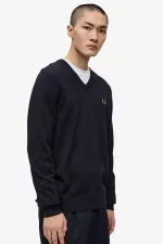 Fred Perry Classic V-Neck Men’s Jumper Navy | VIJBT0159