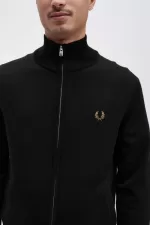 Fred Perry Classic Zip Through Men’s Cardigan Black | XROCG4061