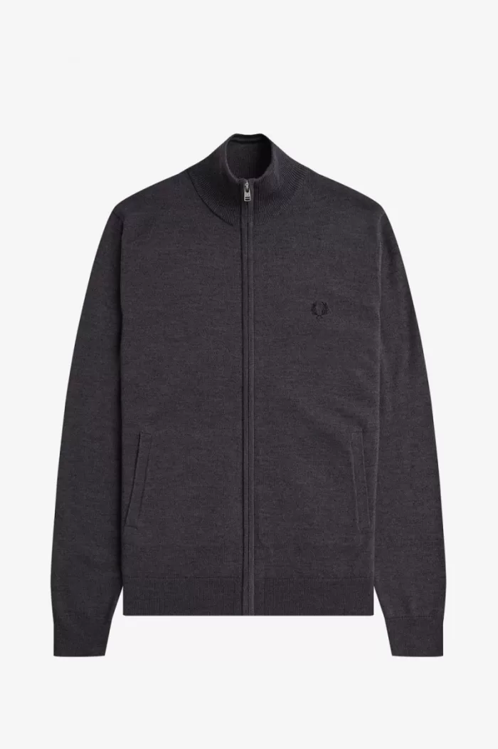 Fred Perry Classic Zip Through Men’s Cardigan Dark Grey Marl | HFKWT9063