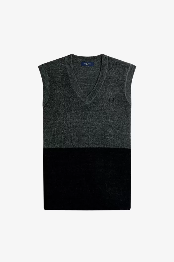 Fred Perry Colour Block Chenille Men’s Tanks Field Green | FBZXM3615