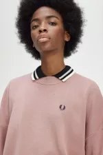 Fred Perry Colour Block Women’s Jumper Dusty Rose Pink | VRHJA0495