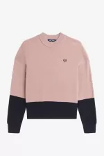 Fred Perry Colour Block Women’s Jumper Dusty Rose Pink | VRHJA0495