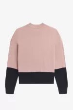 Fred Perry Colour Block Women’s Jumper Dusty Rose Pink | VRHJA0495