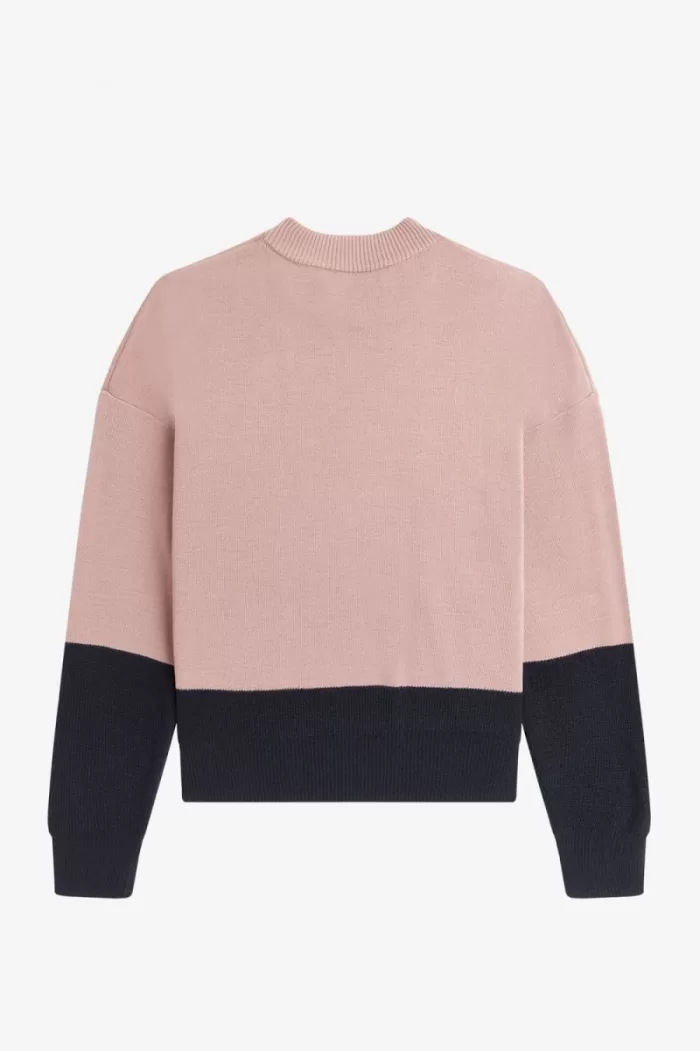 Fred Perry Colour Block Women’s Jumper Dusty Rose Pink | VRHJA0495